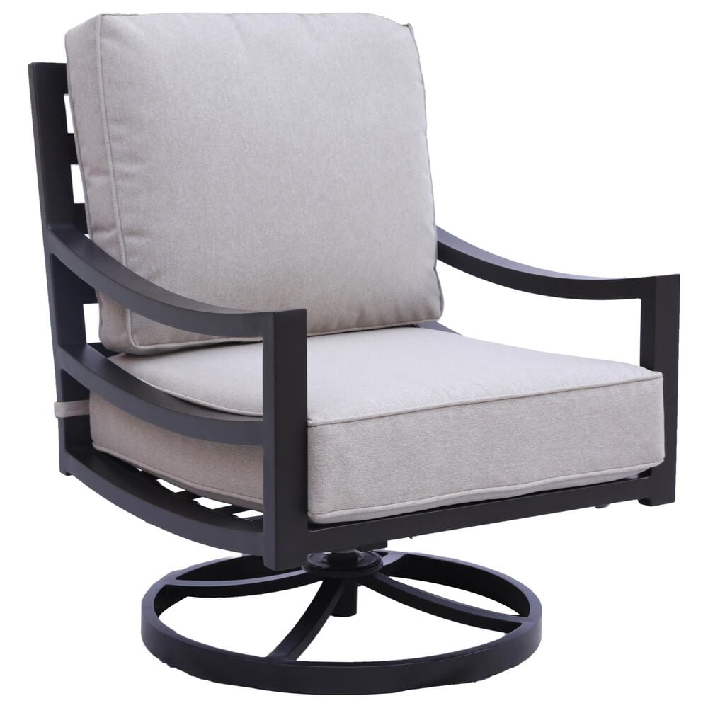 GatherCraft Hudson Patio Club Swivel Chair with Cushion in Mystic Sahara, , large