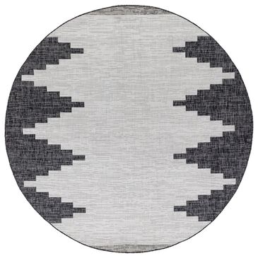 Surya Eagean EAG-2356 Black, Off-White and Charcoal 7"10" Round Indoor/Outdoor Area Rug, , large