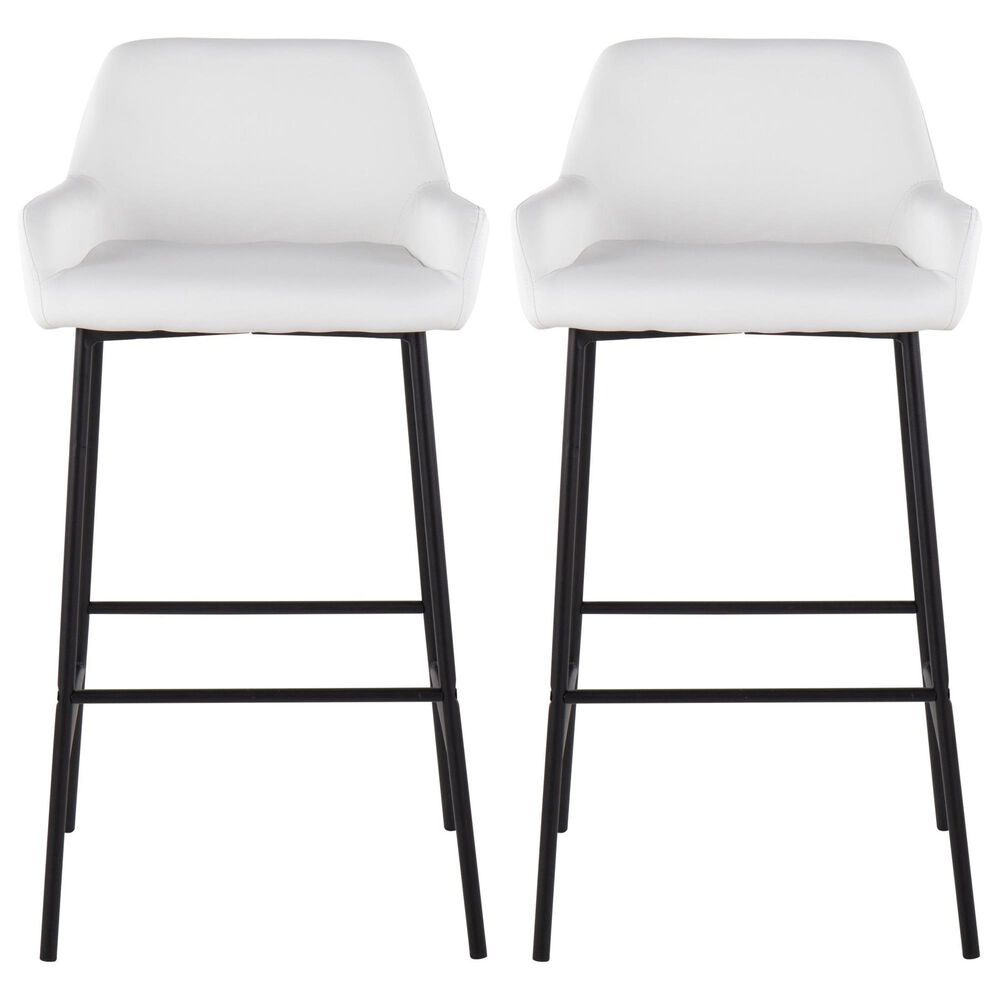 LumiSource Daniella Bar Stool with White Upholstery in Black (Set of 2), , large