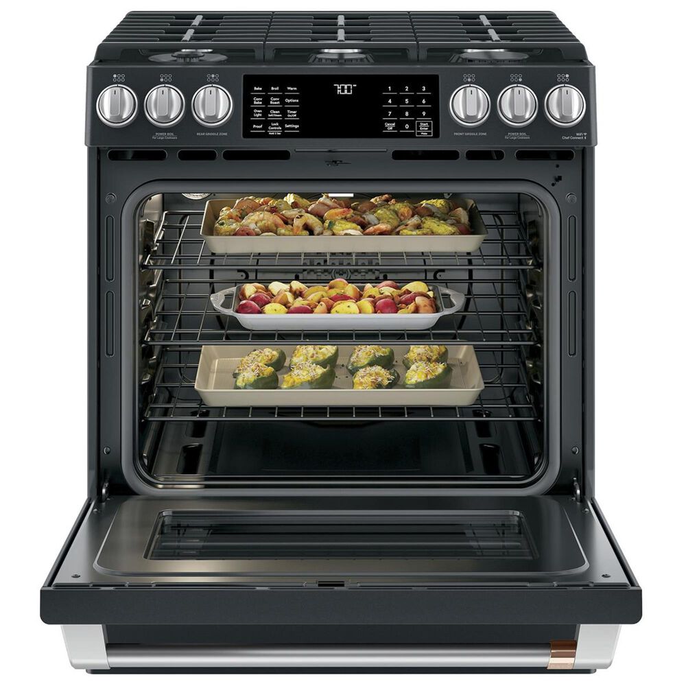 Cafe 30&quot; Slide-In Convection Gas Range with Storage Drawer in Matte Black, , large