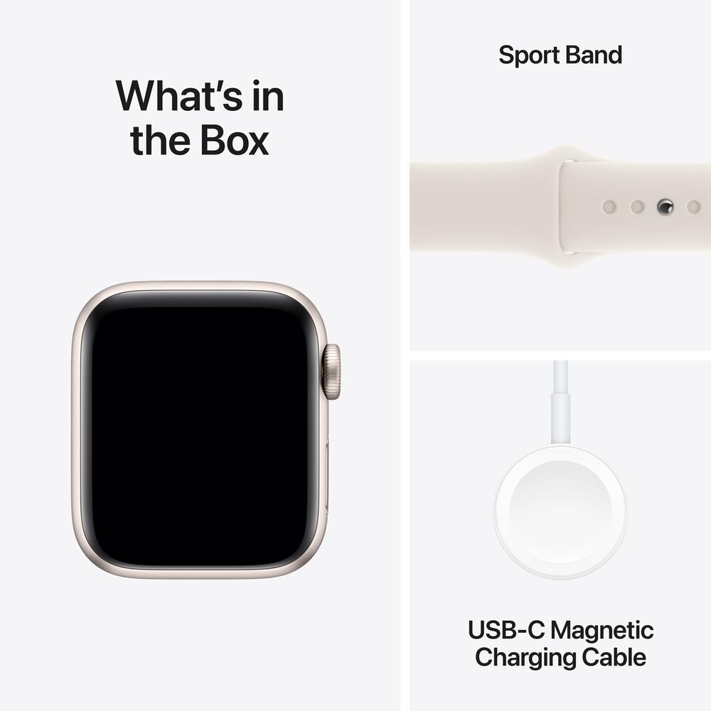 Apple Watch SE GPS 40mm Starlight Aluminum Case with Starlight Sport Band - S/M, , large