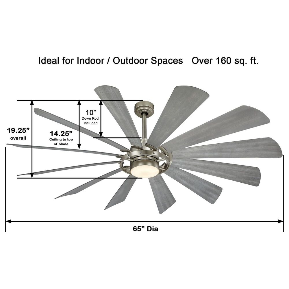 Minka-Aire Windmolen 65" Indoor/Outdoor Smart Ceiling Fan with LED Light in Brushed Steel, , large