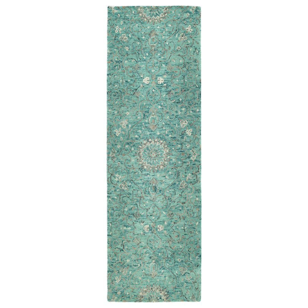 Kaleen Rugs Chancellor 2"6" x 8" Turquoise, Cadet Blue, Grey, Linen and Charcoal Runner, , large