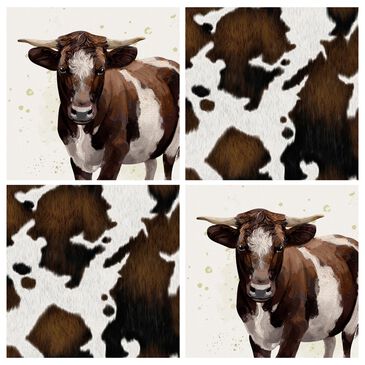 Carson Gifts Cow Square House Coasters in Multicolor (Set of 4), , large