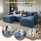 HOMLUX 107.87" Ultra-Comfort Chenille Sectional Sofa Set in Blue, , large