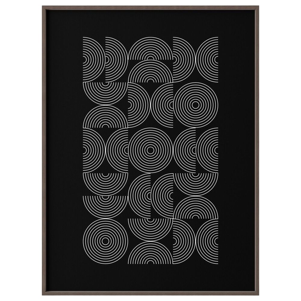 HOMLUX 24" x 18" Circles Canvas Art in Black and White, , large