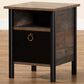 Baxton Studio Vaughan 1-Door Nightstand in Dark Brown, Rustic Brown and Black, , large