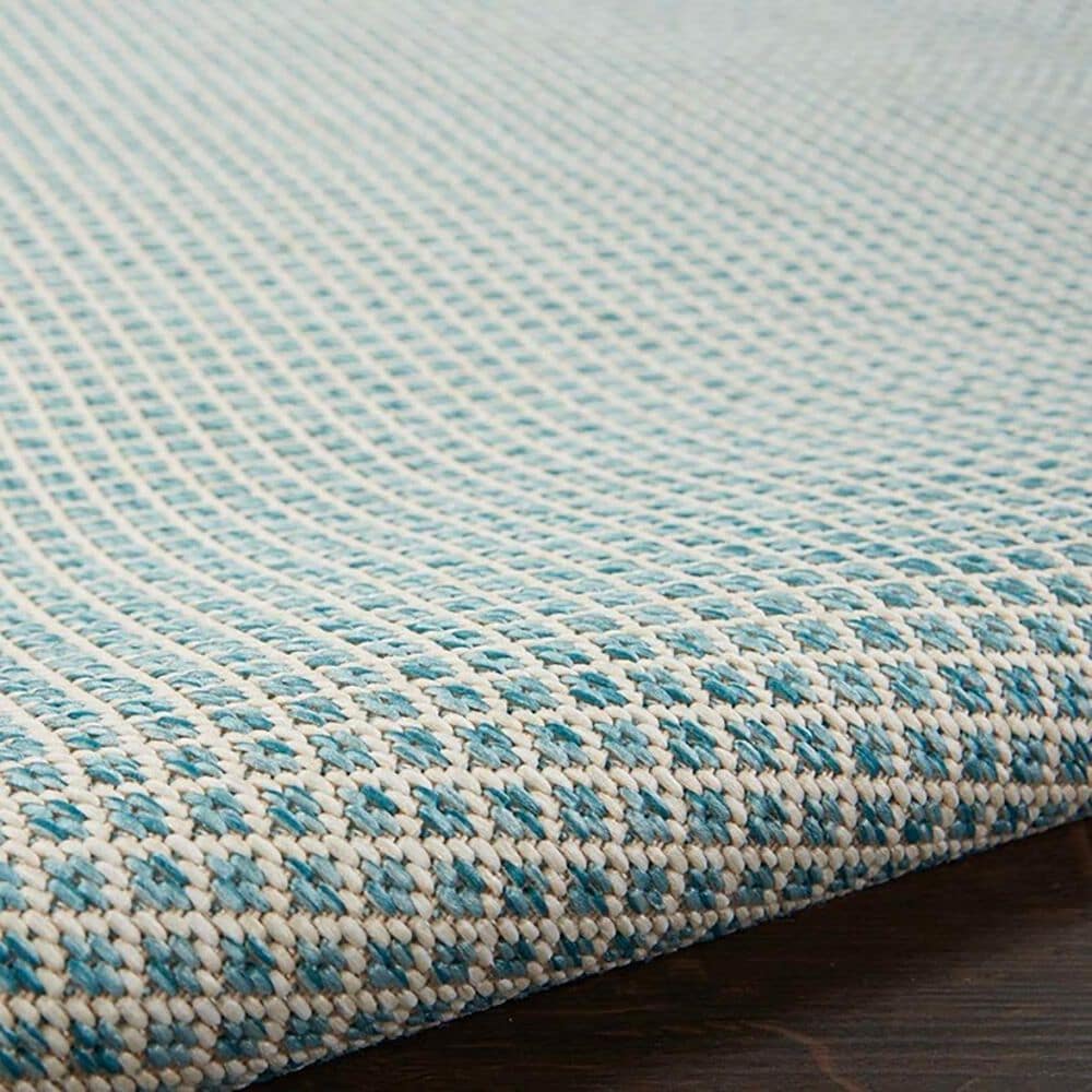 Nourison Courtyard Ivory and Aqua 5&#39; x 7&#39; Indoor/Outdoor Area Rug, , large