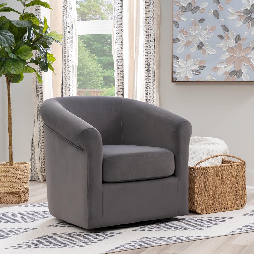 Linon Home Decor Bonnie Swivel Chair in Grey, , large