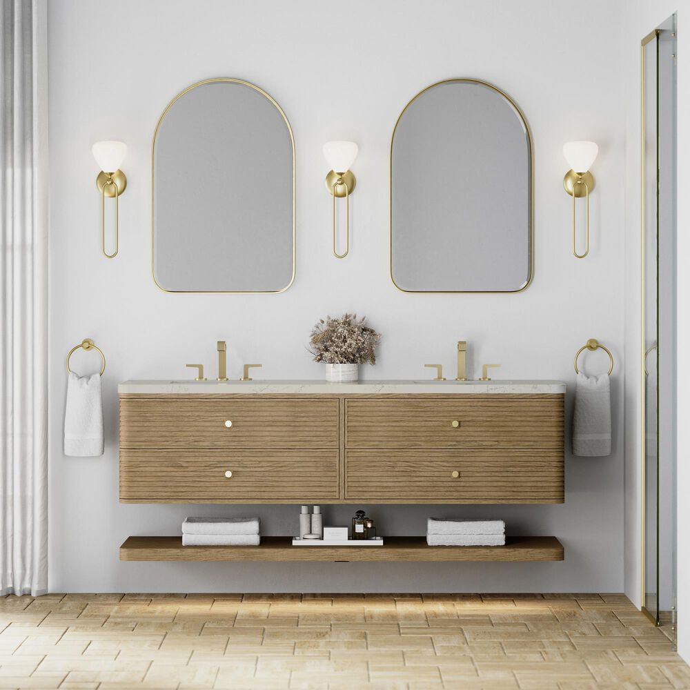 James Martin Allamari 72" Double Bathroom Vanity in Dune Mist with 3 cm Siberian Silestone Top, Rectangular Sinks and FreePower Wireless Charger, , large