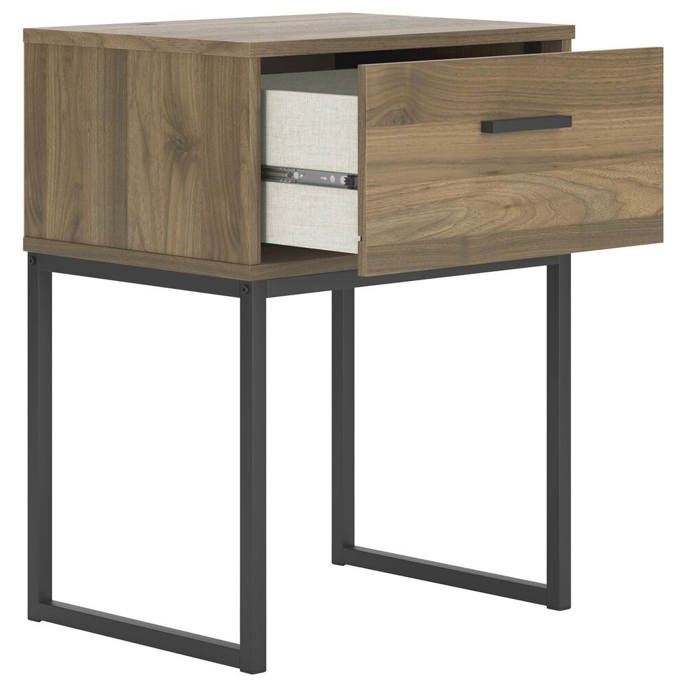 Ashley Deanlow 1-Drawer Nightstand in Honey Brown and Dark Pewter, , large