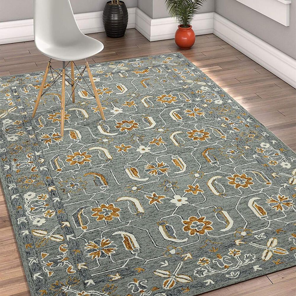 Amer Rugs Romania 8&#39; x 10&#39; Gray and Orange Area Rug, , large