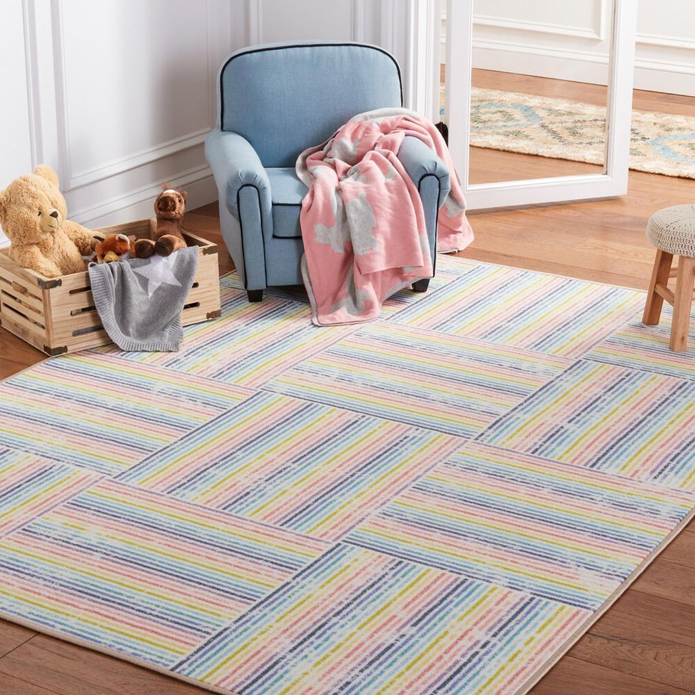 Safavieh Kids Playhouse Geometric 3&#39;3&quot; x 5&#39;3&quot; Ivory and Blue Rug, , large