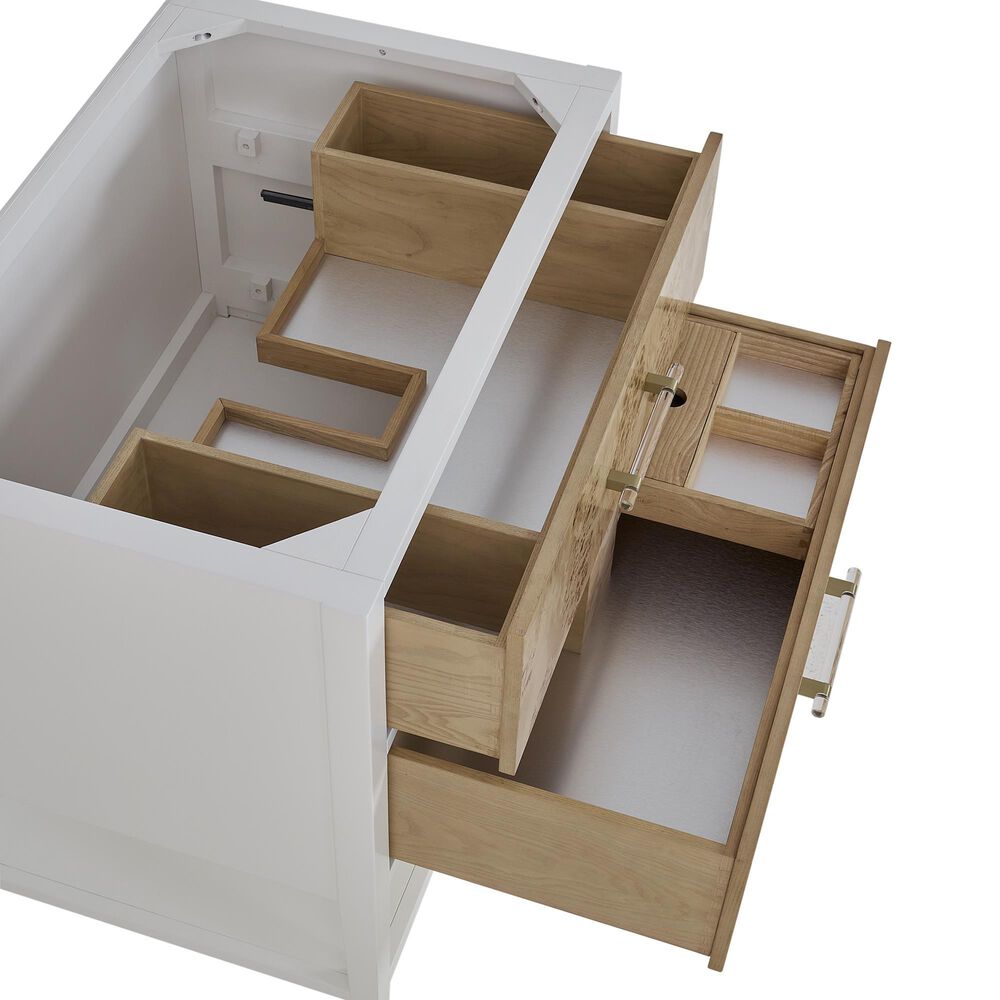 James Martin Vanities Olena 36&quot; Single Vanity in Light Mappa Burl and Polished White with 3 cm White Zeus Quartz Top, , large