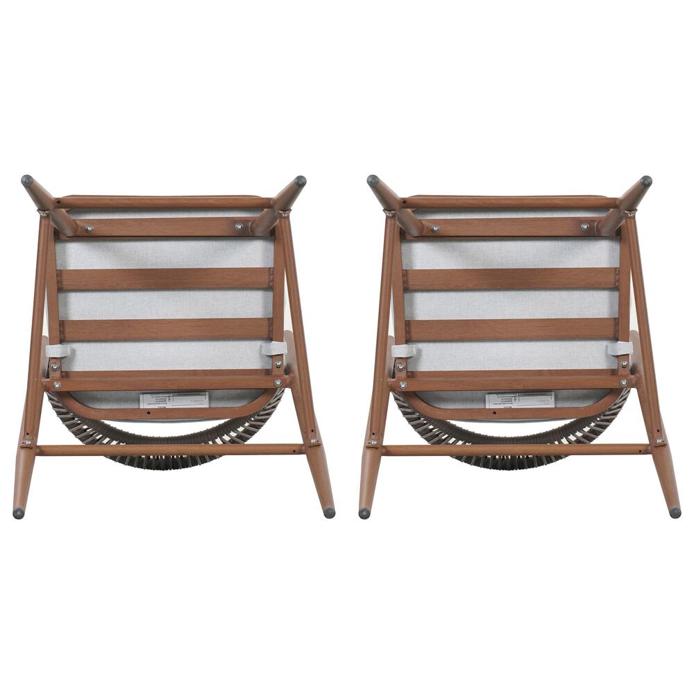 Hearth and Haven 30" Outdoor Barstool with Teak Frame in Light Gray (Set of 2), , large