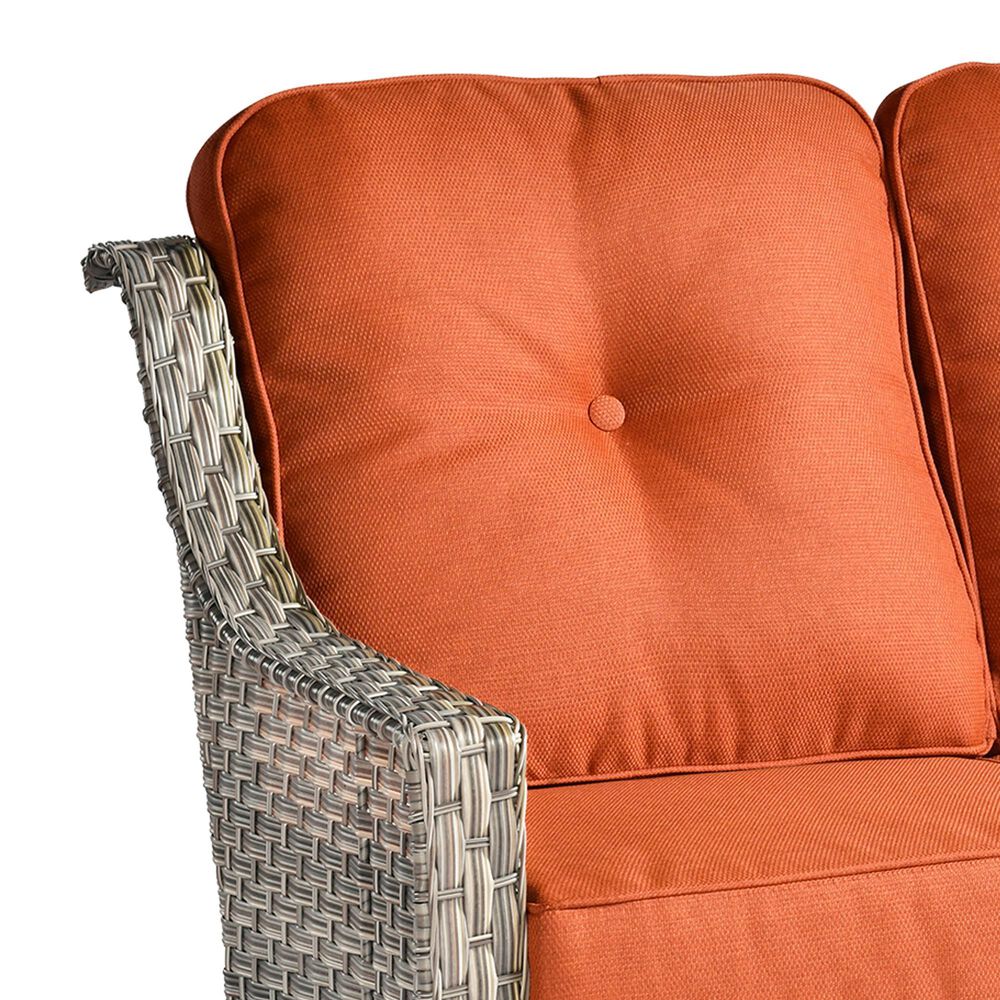HOMLUX Outdoor Rattan Loveseat with Ergonomic in Coarse Textured Orange, , large