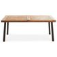 Hearth and Haven Della Outdoor Dining Table with Slatted Wood Top and Iron Frame in Teak, , large