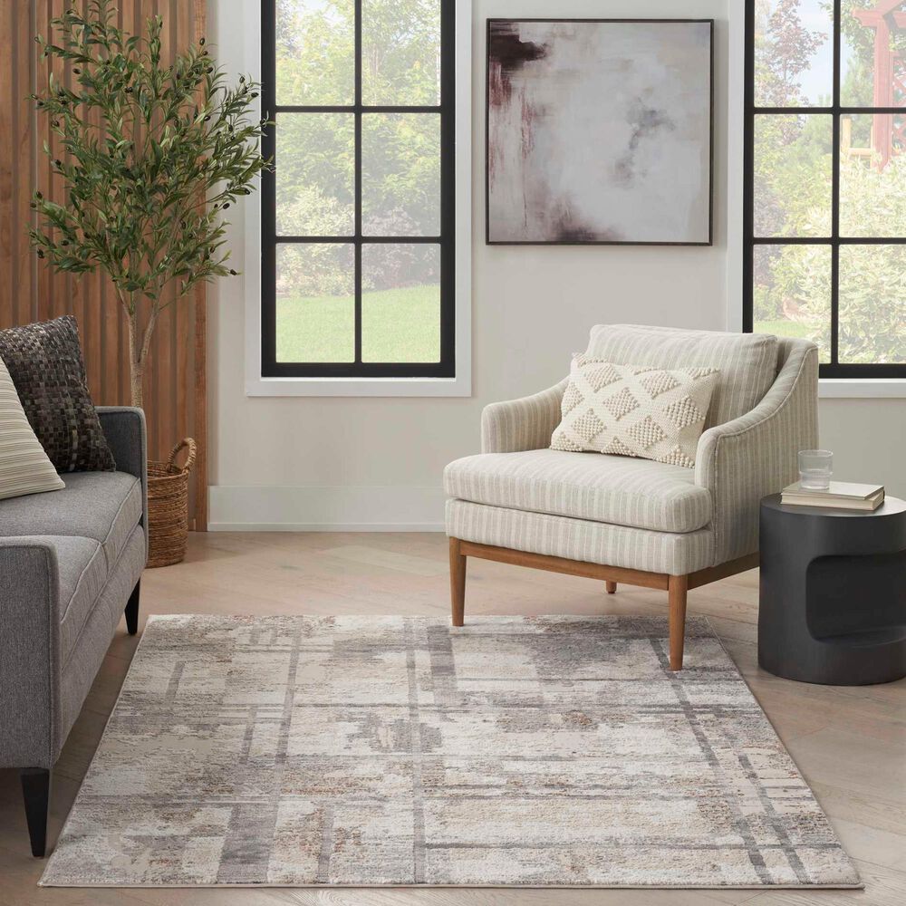 Nourison Sustainable Trends SUT02 5&#39;3&quot; x 7&#39;3&quot; Ivory and Multicolor Area Rug, , large
