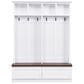 HOMLUX 6-Hook Hall Tree with Wood Grain Bench in White, , large
