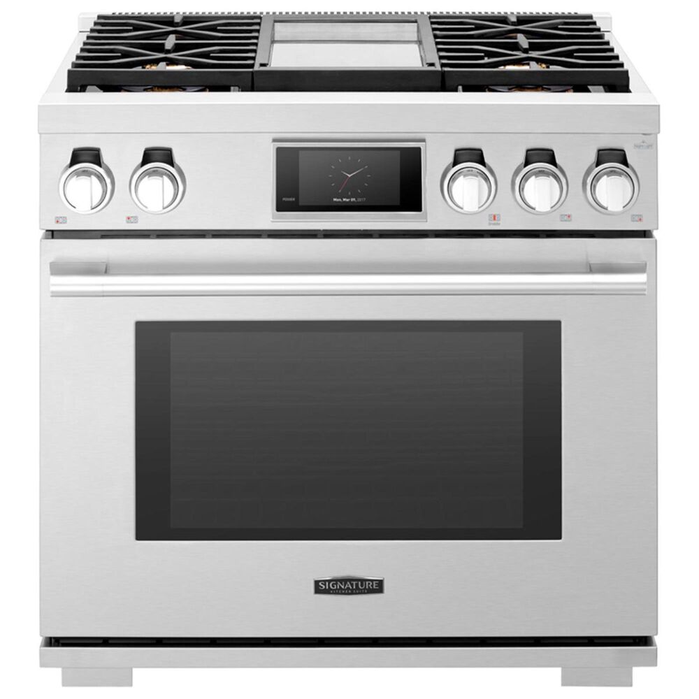 Signature Kitchen Suite 36" Dual-Fuel Pro Range with Griddle in Stainless Steel, , large