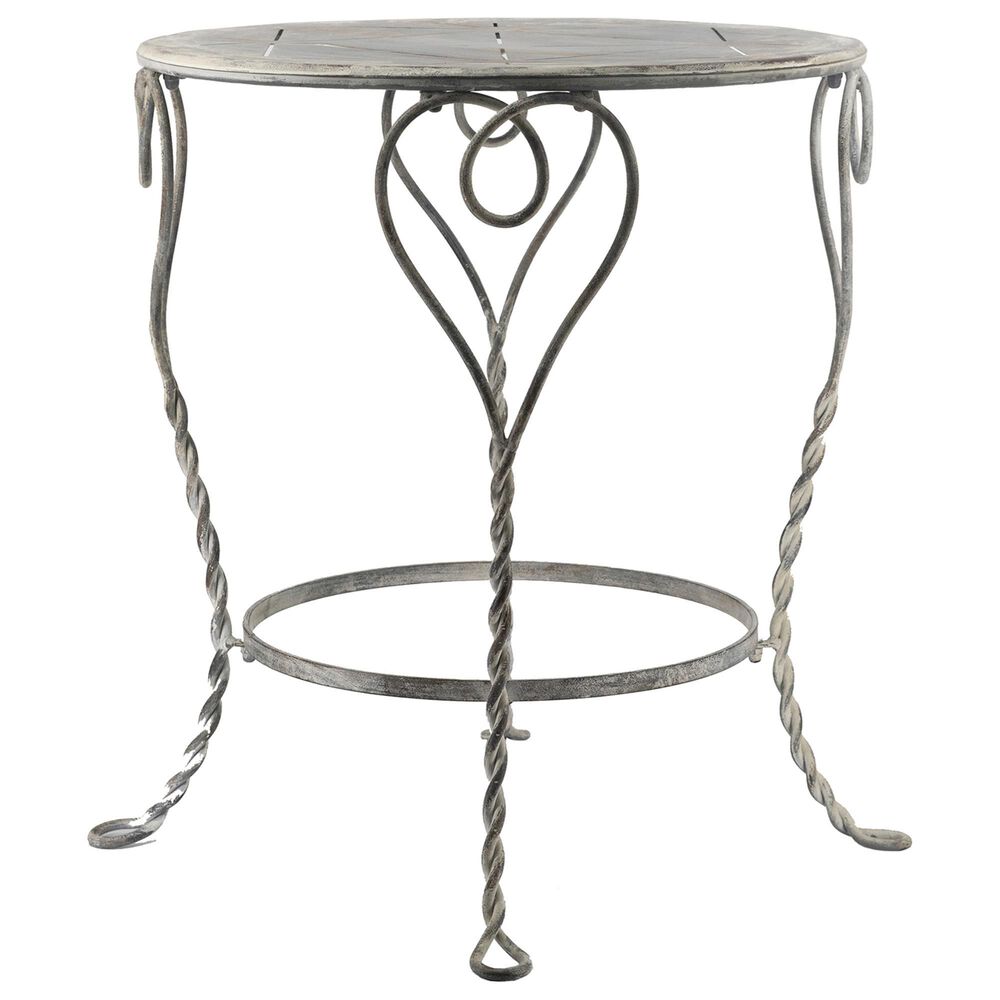 Hearth and Haven Outdoor Round Side Table with Heart Scroll Design in Gray, , large