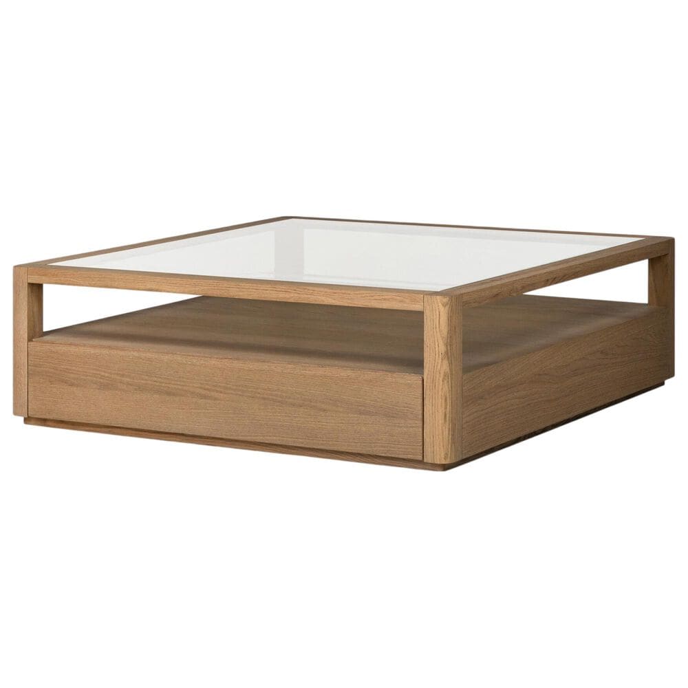 Four Hands Shiloh Coffee Table in Sandy Oak and Clear, , large
