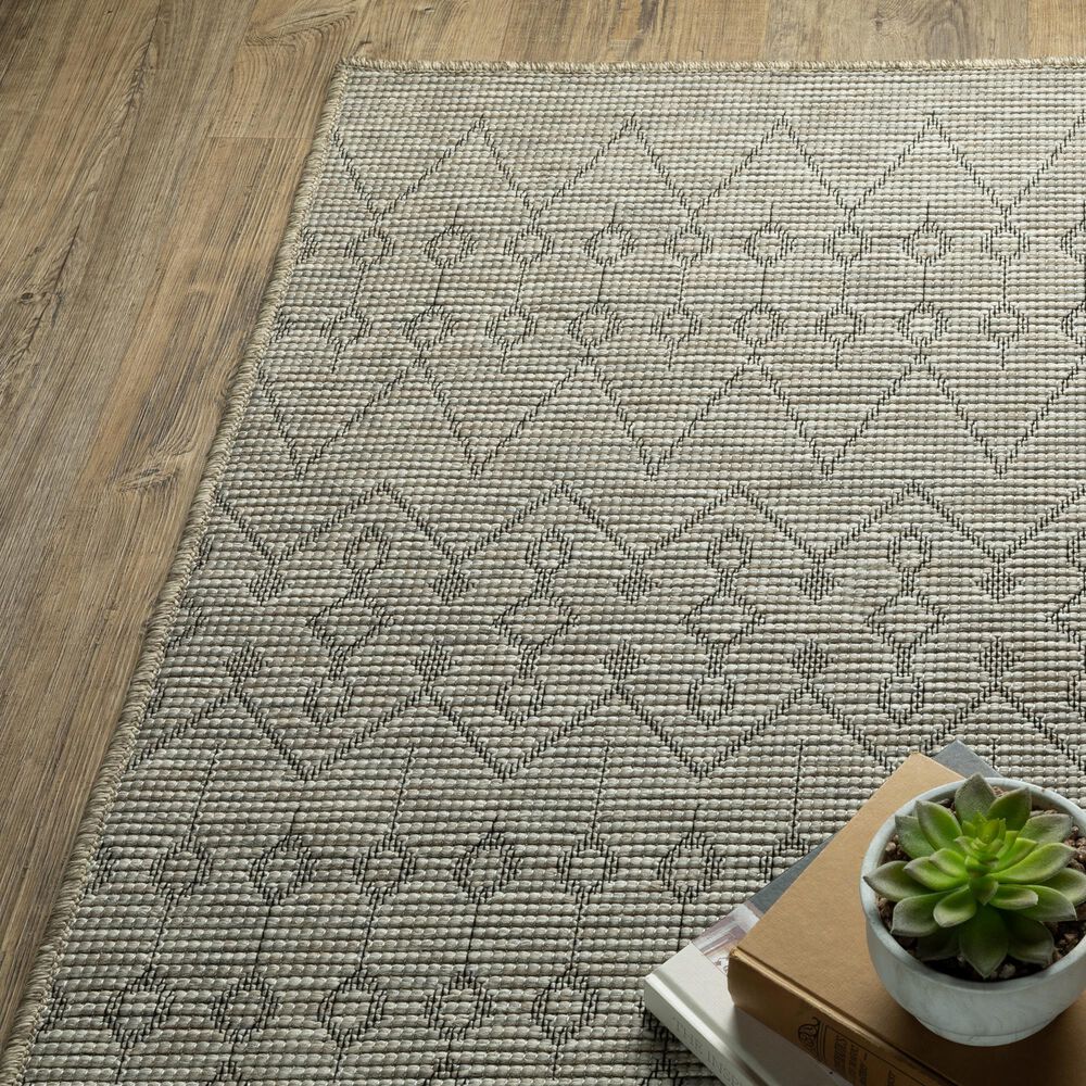 Oriental Weavers Tortuga TR04A 9&#39;10&quot; x 12&#39;10&quot; Beige and Black Area Rug, , large