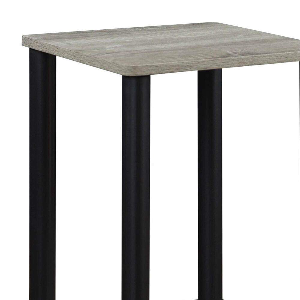 HOMLUX 2-Tier Turn-N-Tube End Table in French Oak Grey and Black, , large