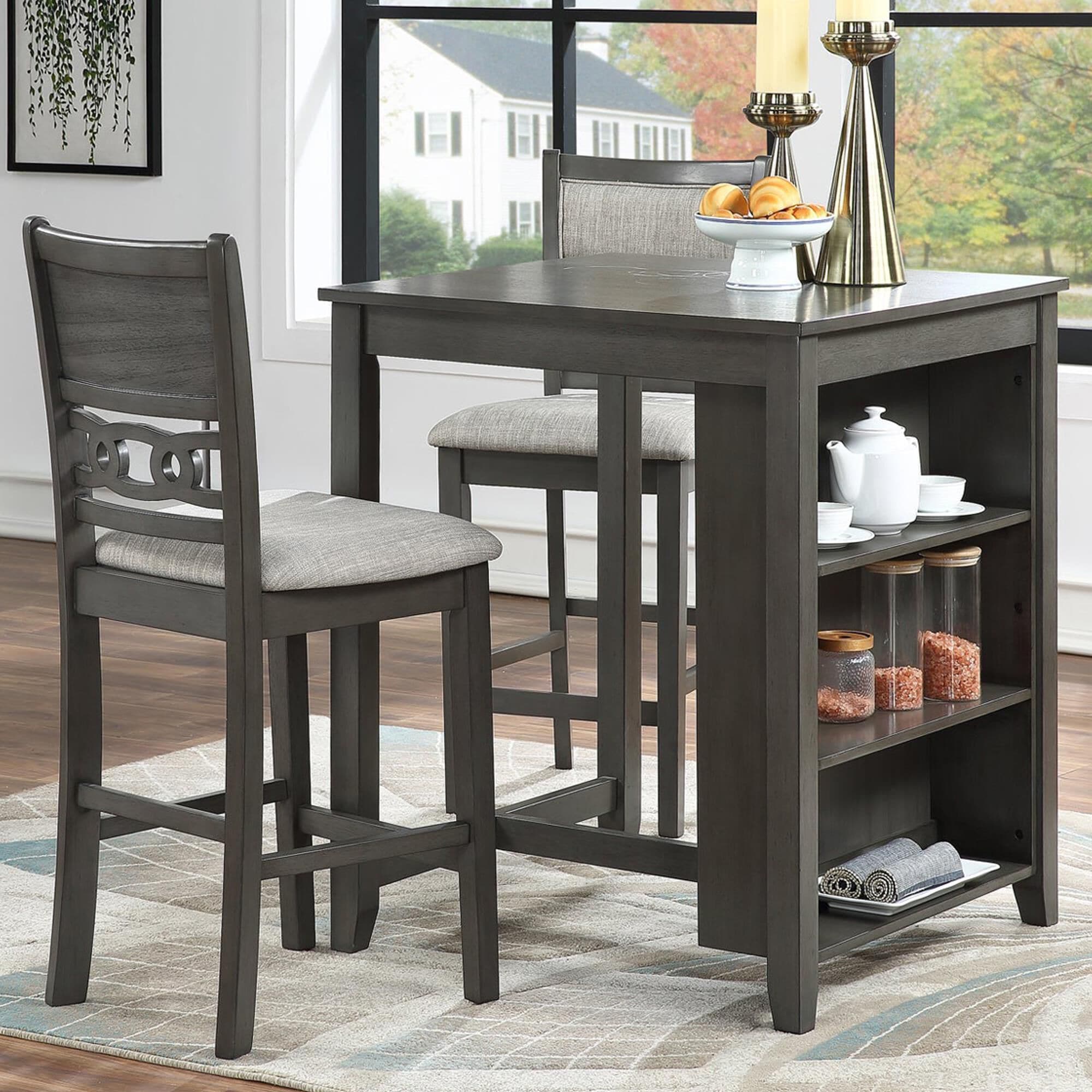 New Heritage Design Gia 3 Piece Counter Height Dining Set in Grey