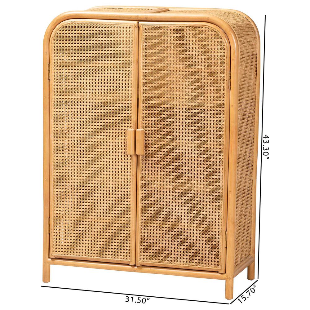 Baxton Studio Curacao 2-Door Rattan Storage Cabinet in Light Honey, , large