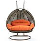 Leisuremod 57" Patio 2-Seat Hanging Egg Swing Chair with Orange Cushion in Beige, , large
