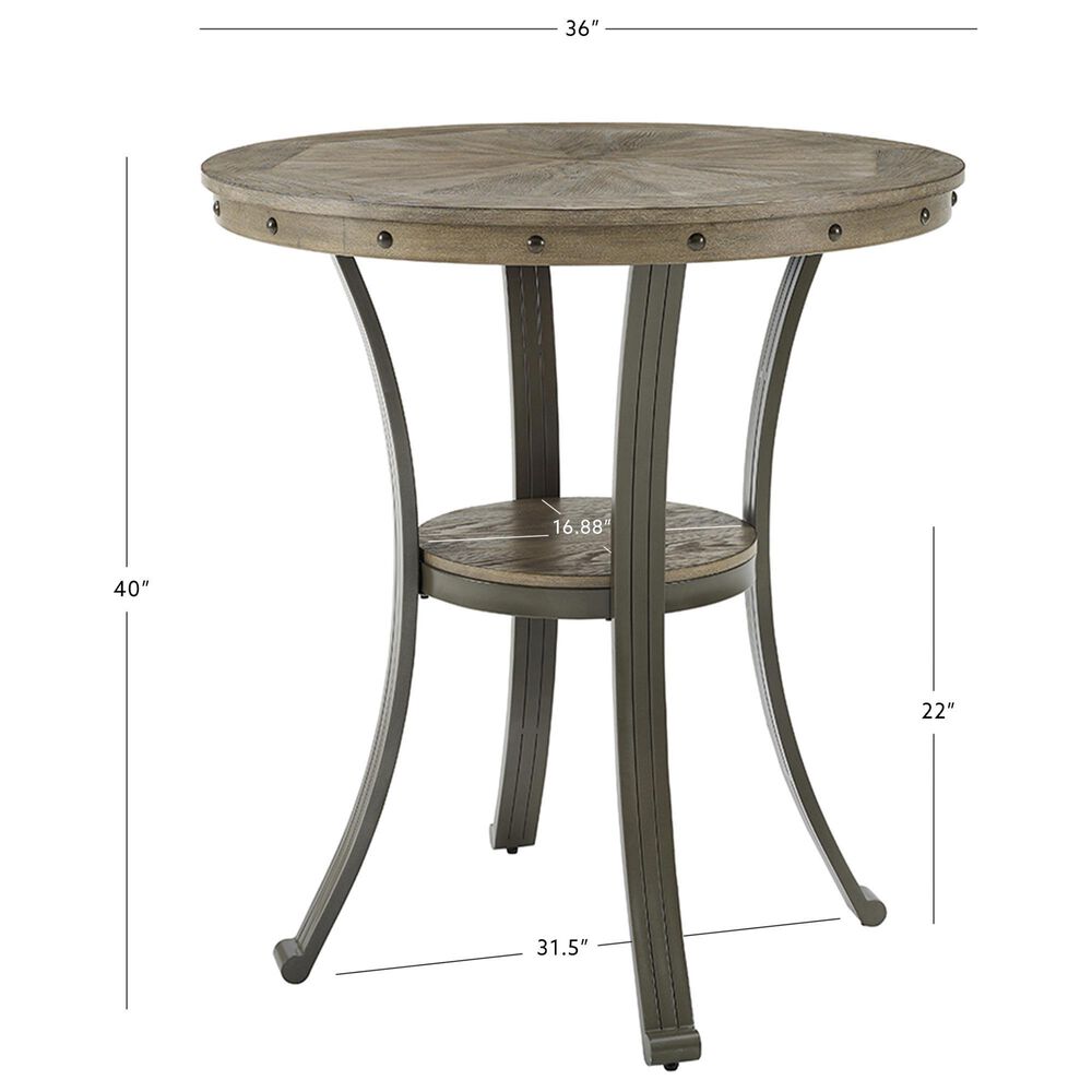 Linon Home Decor Franklin Bar Height Pub Table in Pewter and Grey Wash - Table Only, , large