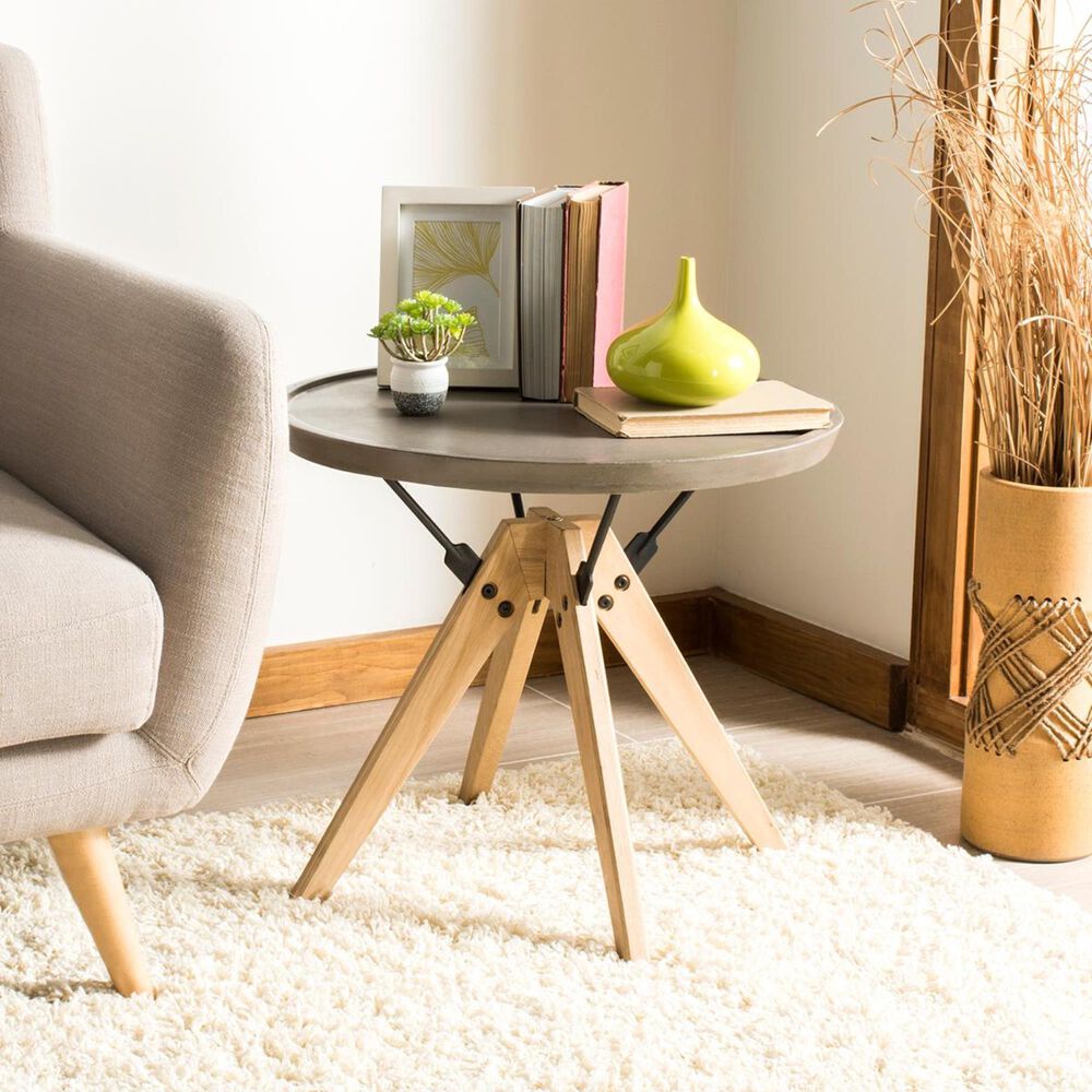 Safavieh Farmond Side Table in Concrete and Wood, , large