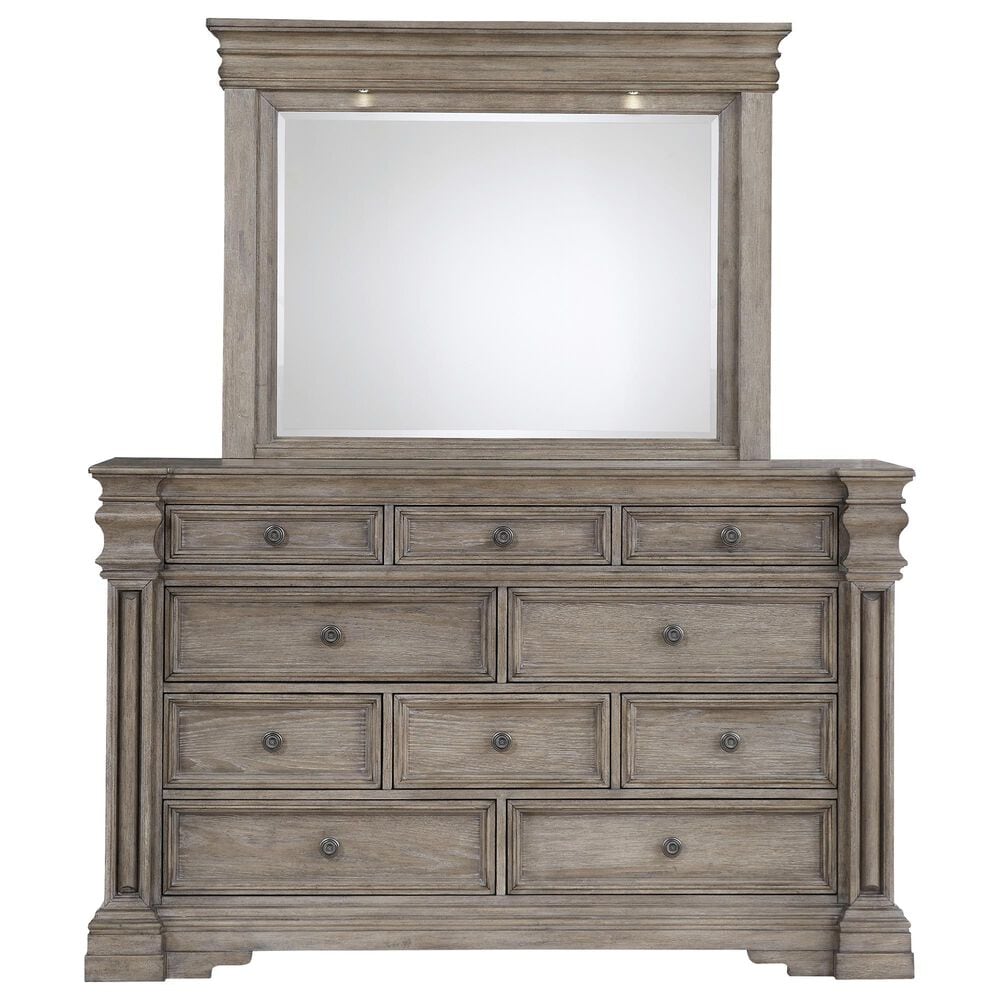 Millenium Blairhurst 3-Piece King Panel Bedroom Set in Light Grayish Brown with Lights, , large