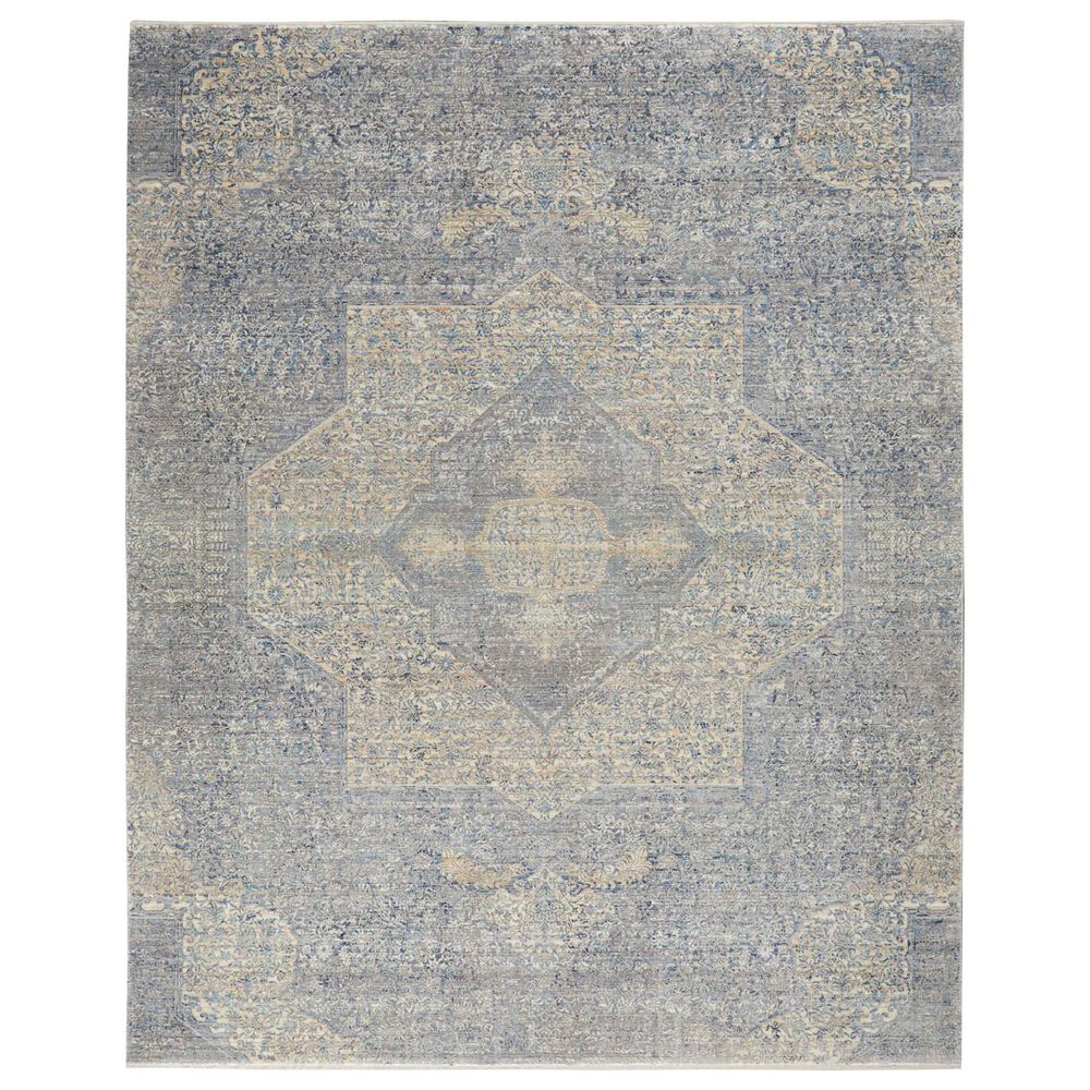 Nourison Lustrous Weave LUW04 8"10" x 11"10" Blue and Grey Area Rug, , large