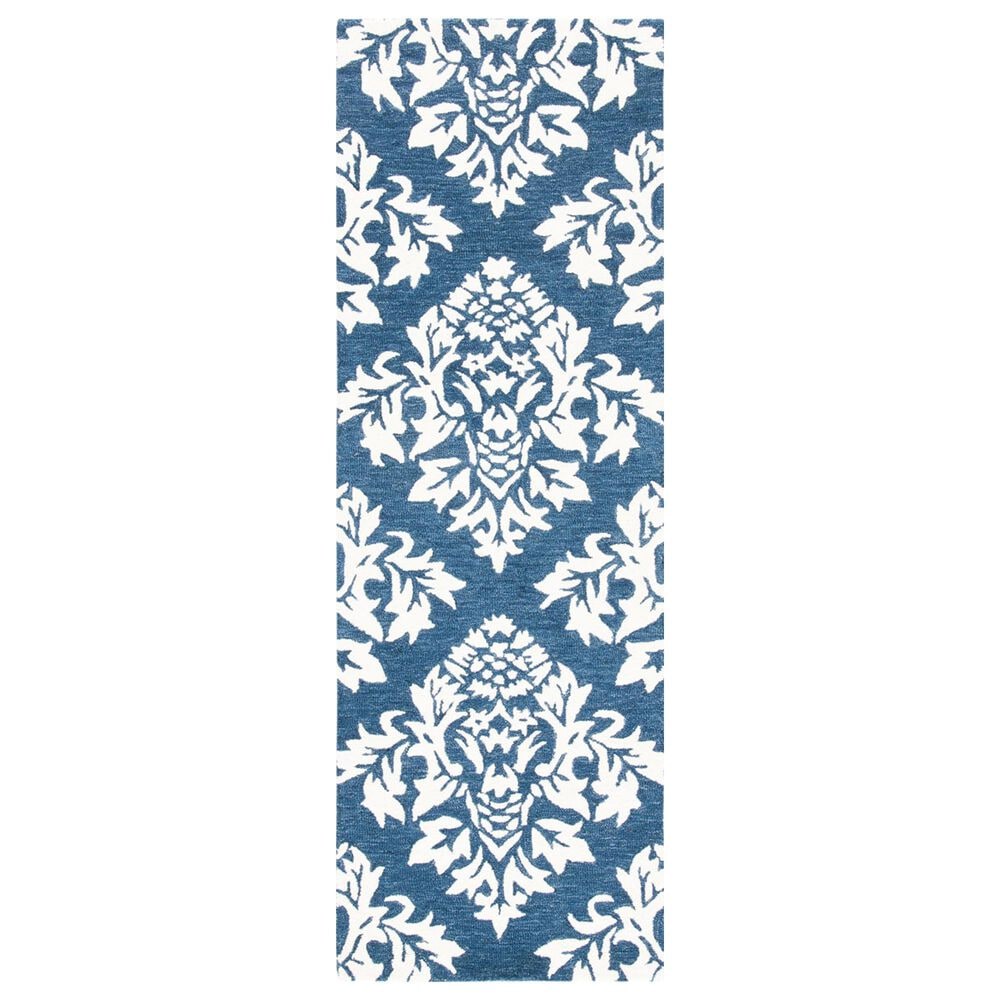 Safavieh Micro-Loop MLP221M 2"3" x 7" Blue and Ivory Runner, , large