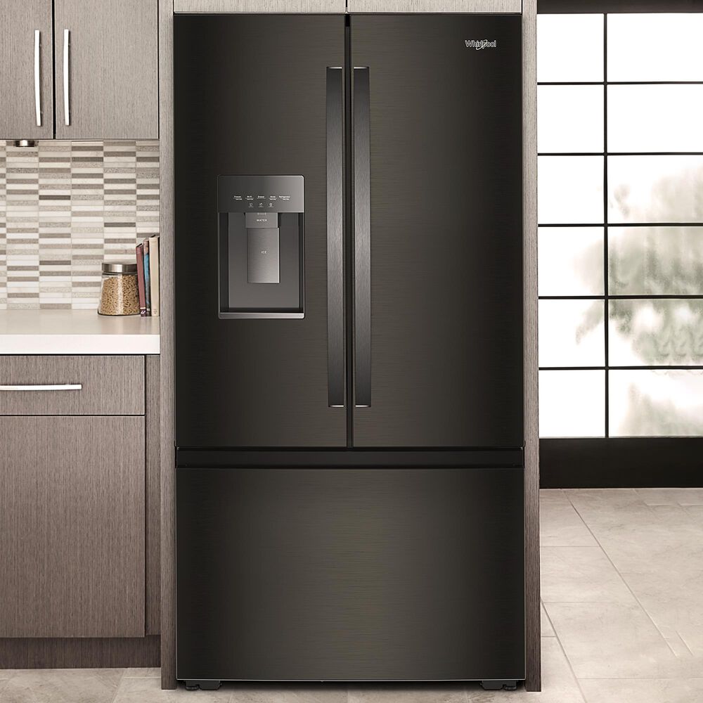 Whirlpool 23.4 Cu. Ft. 3-Door Depth French Door Refrigerator in Black Stainless Steel, , large