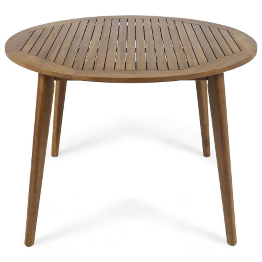 Hearth and Haven 5-Piece Outdoor Round Dining Set with Cream Cushion in Brown Mix, , large