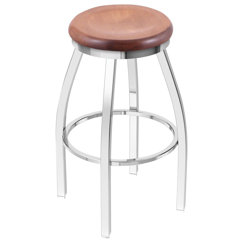 Holland Bar Stool 802 Misha 25" Swivel Counter Stool with Chrome and Medium Maple Seat, , large