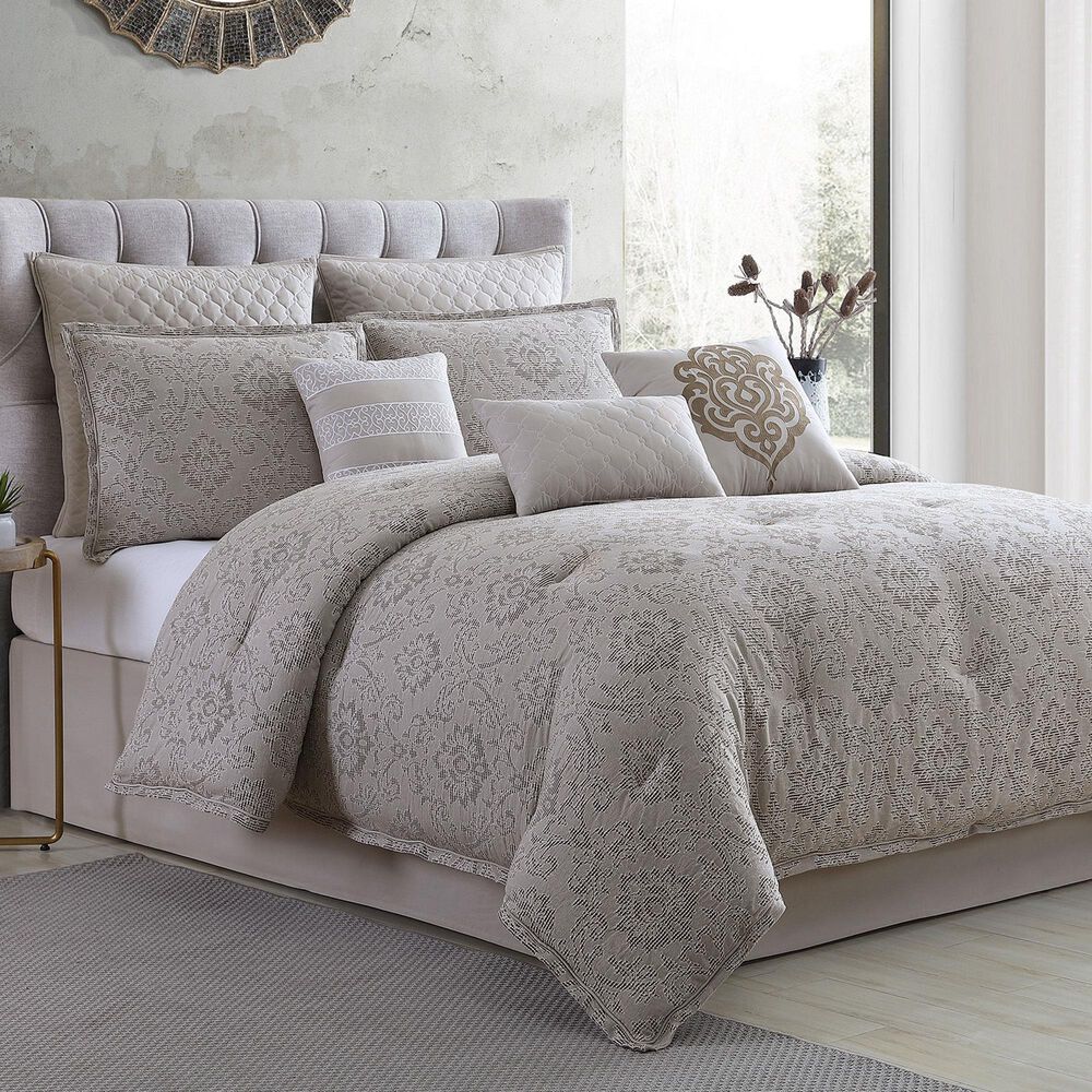 Hallmart Collectibles Kearney Damask 10-Piece King Comforter Set in Tuton and Ivory, , large