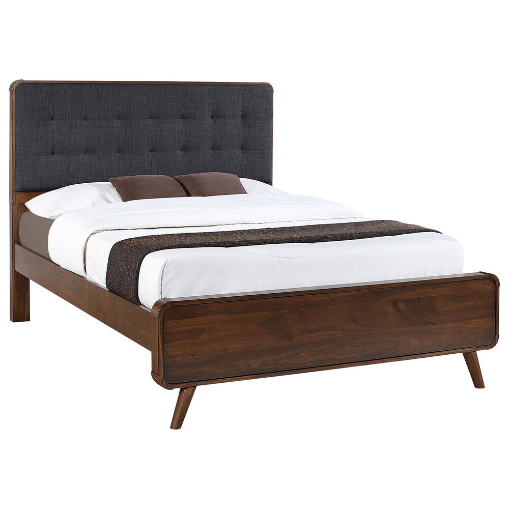 Pacific Landing Robyn Full Upholstered Platform Bed in Dark Gray and Dark Walnut, , large