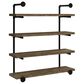 Pacific Landing Elmcrest 4-Shelf Wall Bookshelf in Rustic Oak and Black, , large