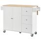 HOMLUX 53" Rolling Mobile Kitchen Island with Solid Wood Top and Locking Wheels in White, , large