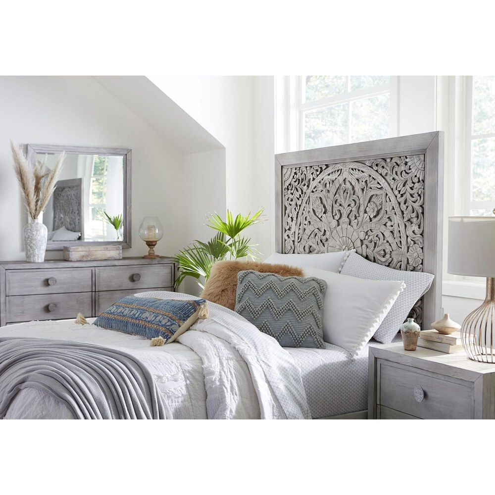 Urban Home Boho Chic Dresser and Mirror in Washed White, , large