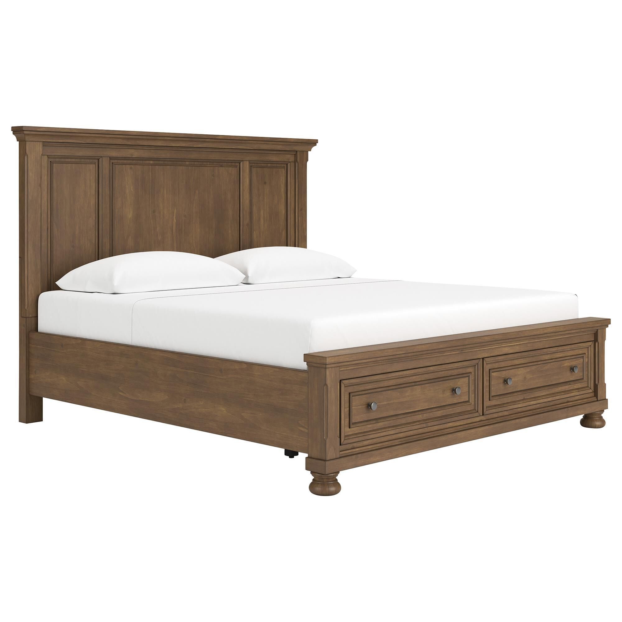 ベッドフレーム Ashley furniture king size bed frame Ashley Feddinger King Storage Panel Bed in Chestnut Brown