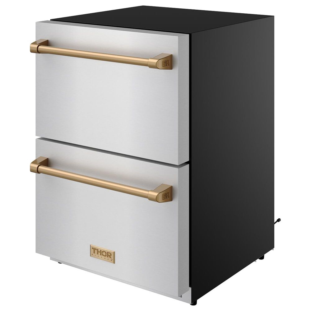 Thor Kitchen Gordon Ramsay 5.4 Cu. Ft. Undercounter Drawer Freezer with Bronze Handle Kit in Stainless Steel, , large
