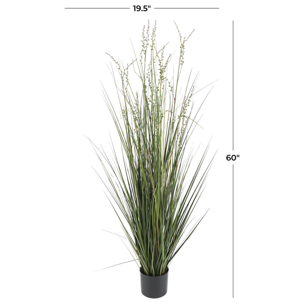 Maple and Jade 60&quot; Indoor/Outdoor Tall Artificial Onion Grass with Black Plastic Pot in Green, , large