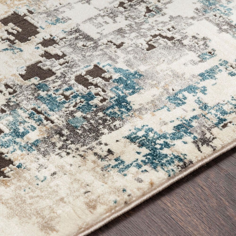 Surya Pune PUN-2301 Tan, Charcoal, Light Beige, Dark Brown, Black, Deep Teal and Sky Blue 2&#39; x 2&#39;11&quot; Area Rug, , large