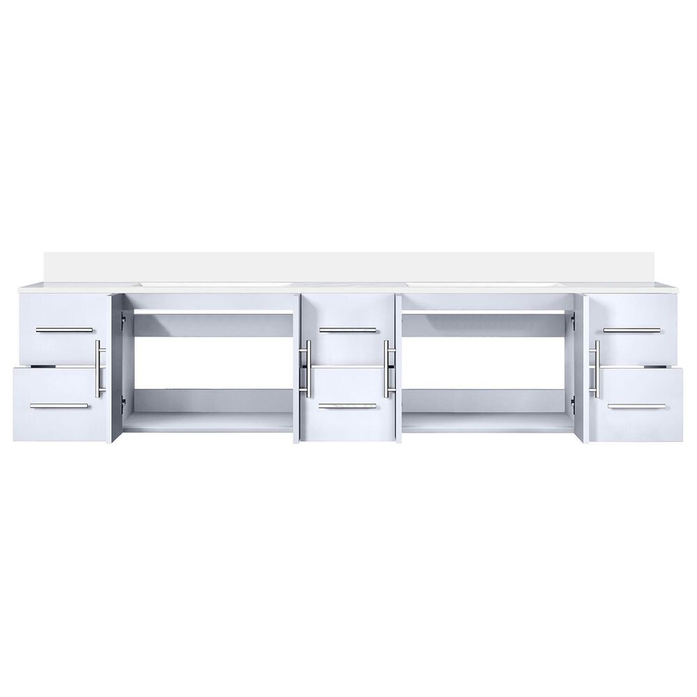 Lexora Home Geneva 84&quot; Double Bathroom Vanity in Glossy White with 2 cm White Quartz Top and Rectangular Sinks, , large
