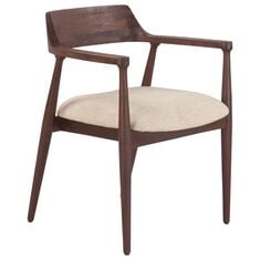 Home Trends & Design Cambridge Upholstered Dining Arm Chair in Dark Walnut